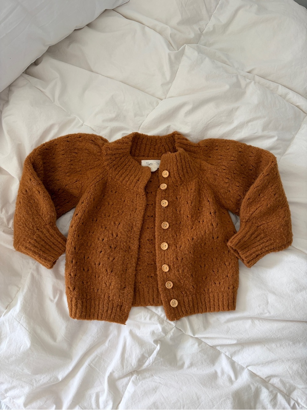 Rylee + Cru Rust Brown Knit Button Cardigan